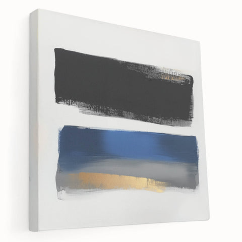Geometric Abstract Wall Decor – Royal Blue and Gold Brushstroke Art