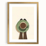 Textured abstract art print in gold frame, featuring swirling blue and gray tones, ideal for bedroom decor.