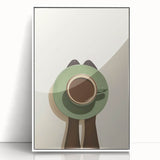 Art deco poster featuring an array of cocktails in muted tones on acrylic, ideal for modern kitchen wall art.