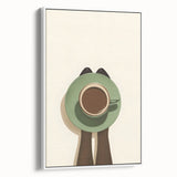 Extra large vintage poster art of colorful food and drinks on a white framed canvas, ideal for living room decor.