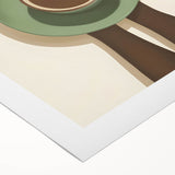 Art deco poster featuring stylized food and drink motifs in bold colors on rolled canvas, suitable for dining room decor.