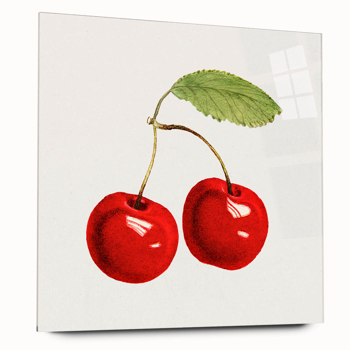 Large abstract wall art featuring an array of fruits in vibrant colors on acrylic glass.