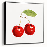 Black and white vintage poster art of fruits on framed canvas, suitable for bedroom wall decor.