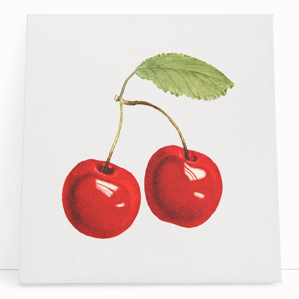 Large black and white stretched canvas featuring an array of fruits, ideal for kitchen wall art.
