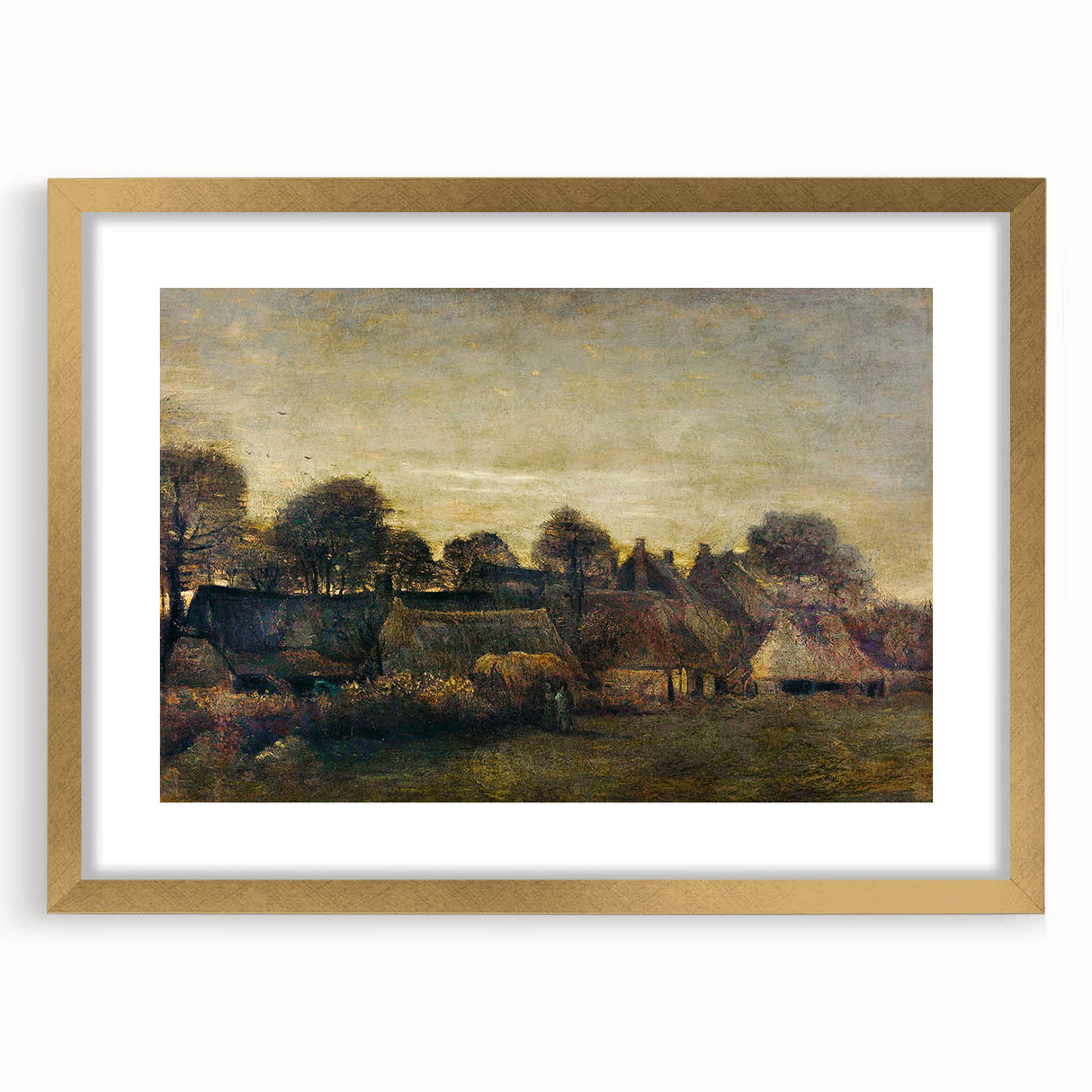 Impressionist Twilight Scene - Farming Village at Twilight by Van Gogh