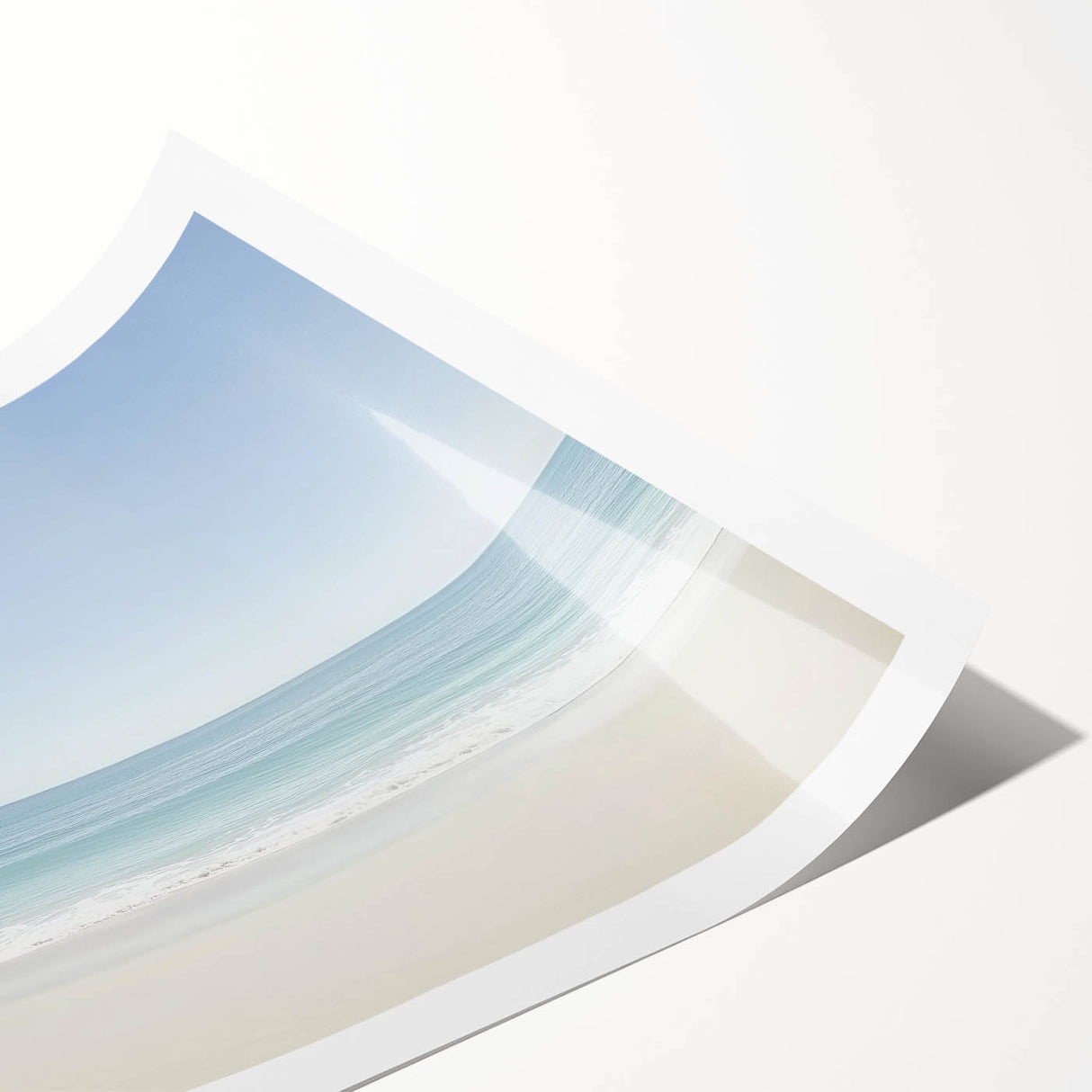 Vibrant landscape beach scene printed on high-quality canvas, showcasing serene waves and golden sand, rolled and securely packaged in a protective tube. Ideal for coastal home decor.