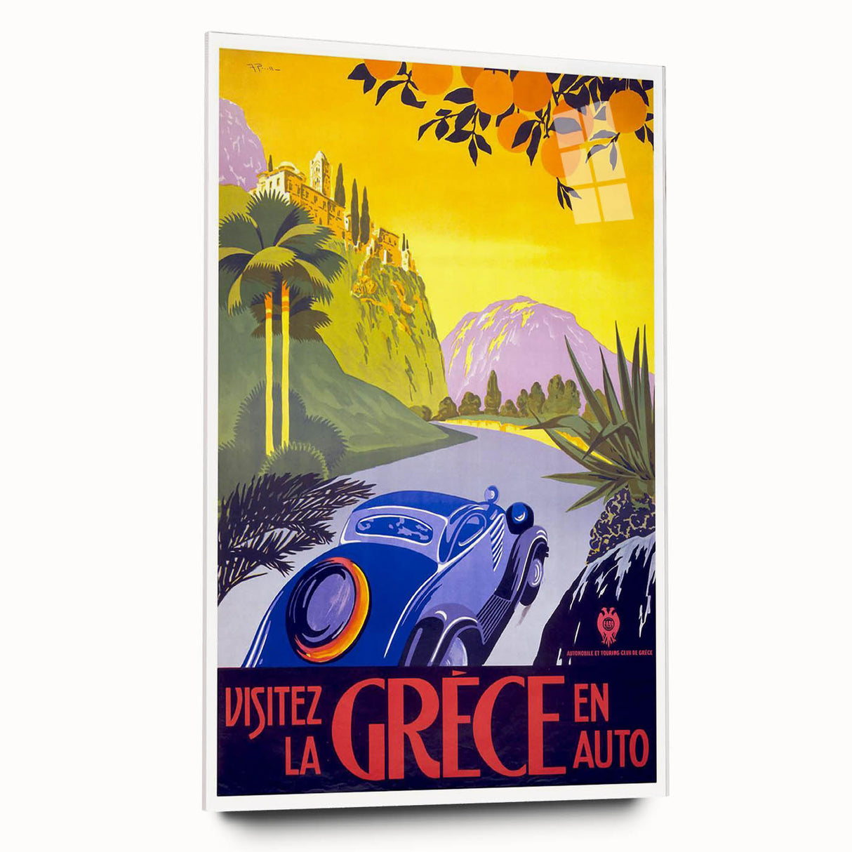 Retro Greece Travel Poster – Vintage Mediterranean Art