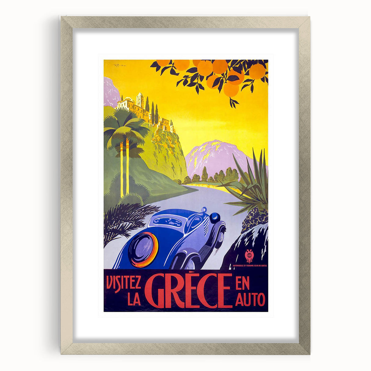 Retro Greece Travel Poster – Vintage Mediterranean Art