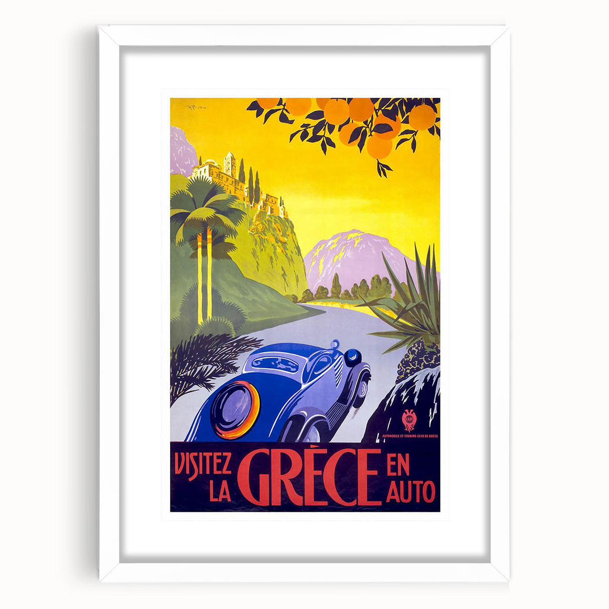 Retro Greece Travel Poster – Vintage Mediterranean Art