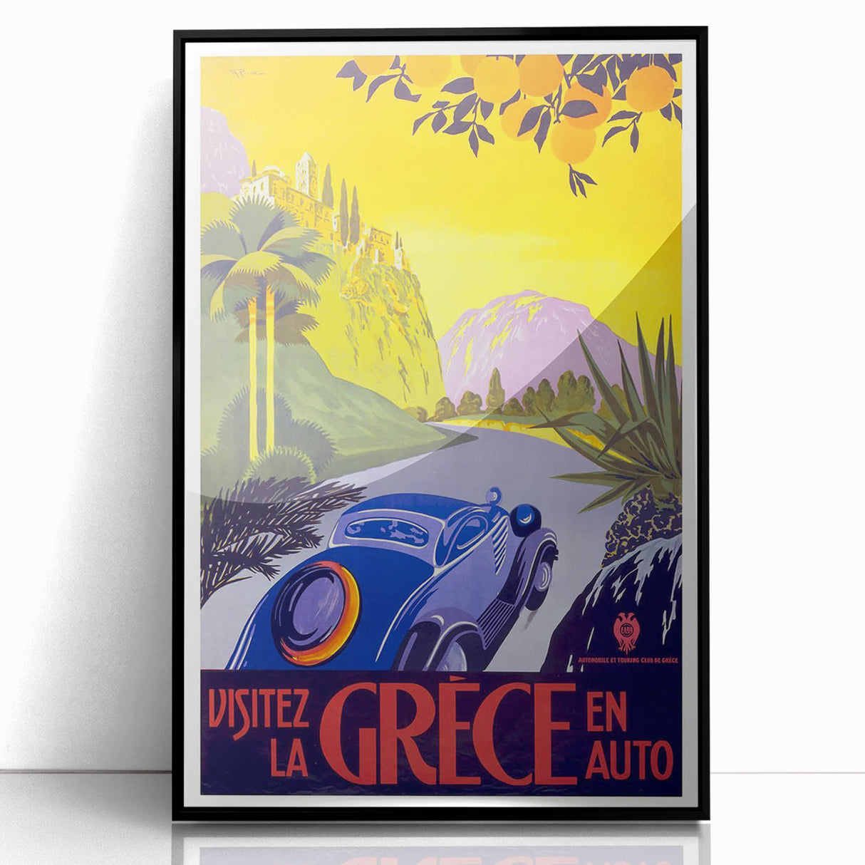 Retro Greece Travel Poster – Vintage Mediterranean Art