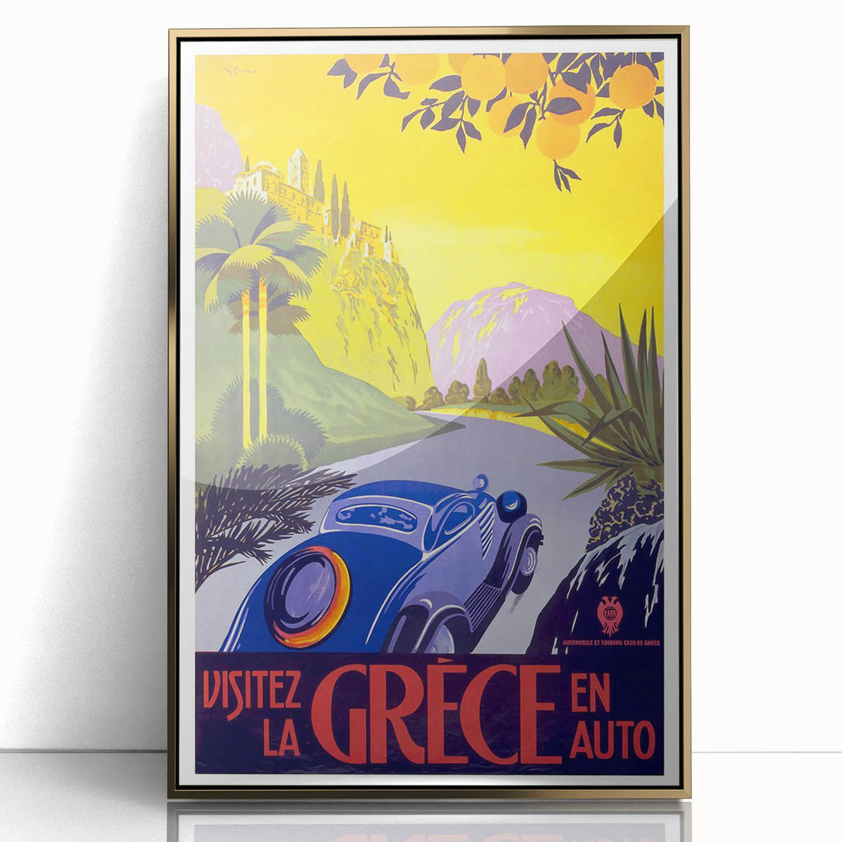 Retro Greece Travel Poster – Vintage Mediterranean Art