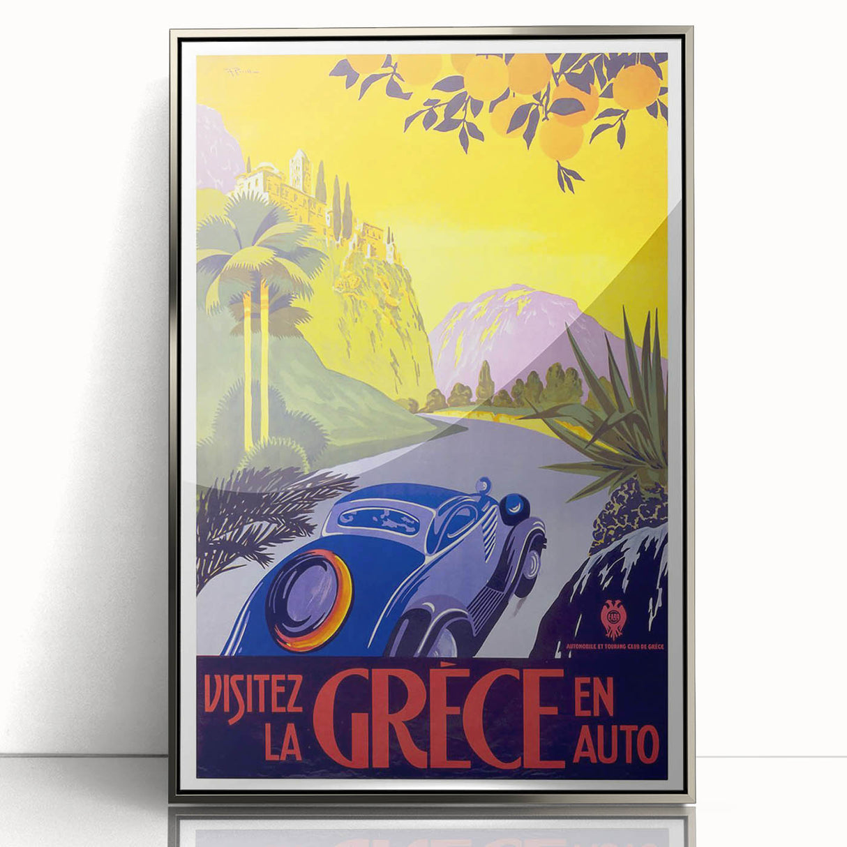 Retro Greece Travel Poster – Vintage Mediterranean Art