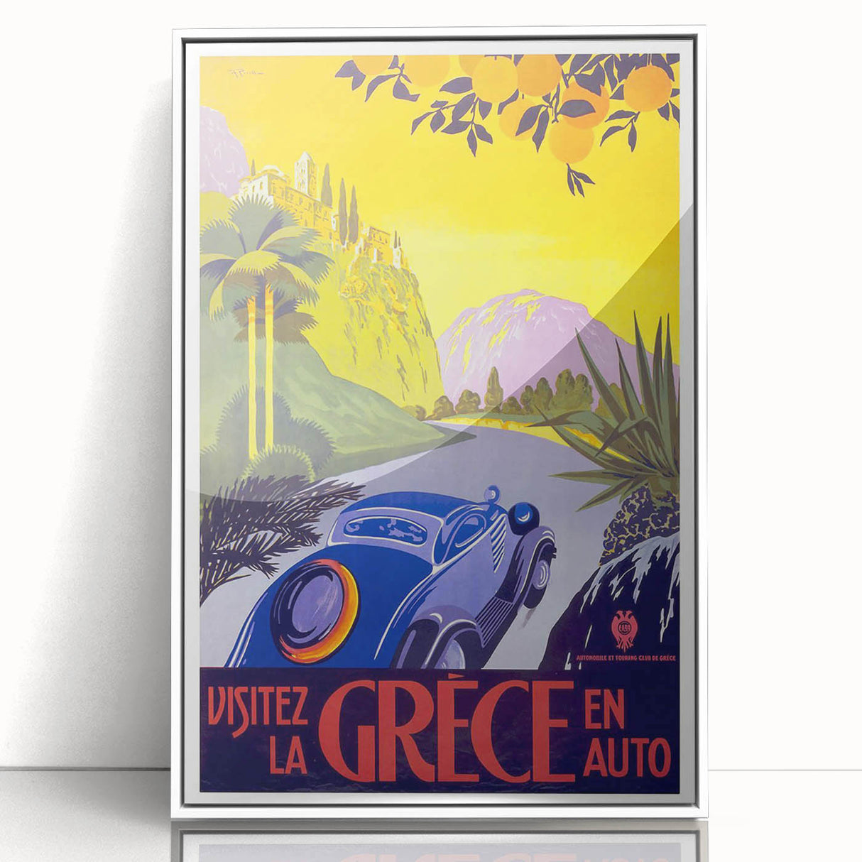 Retro Greece Travel Poster – Vintage Mediterranean Art