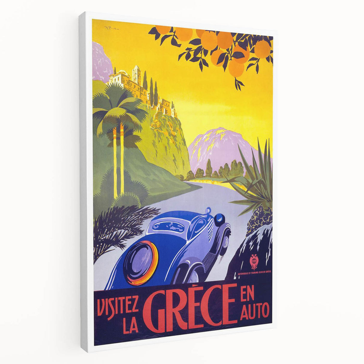 Retro Greece Travel Poster – Vintage Mediterranean Art