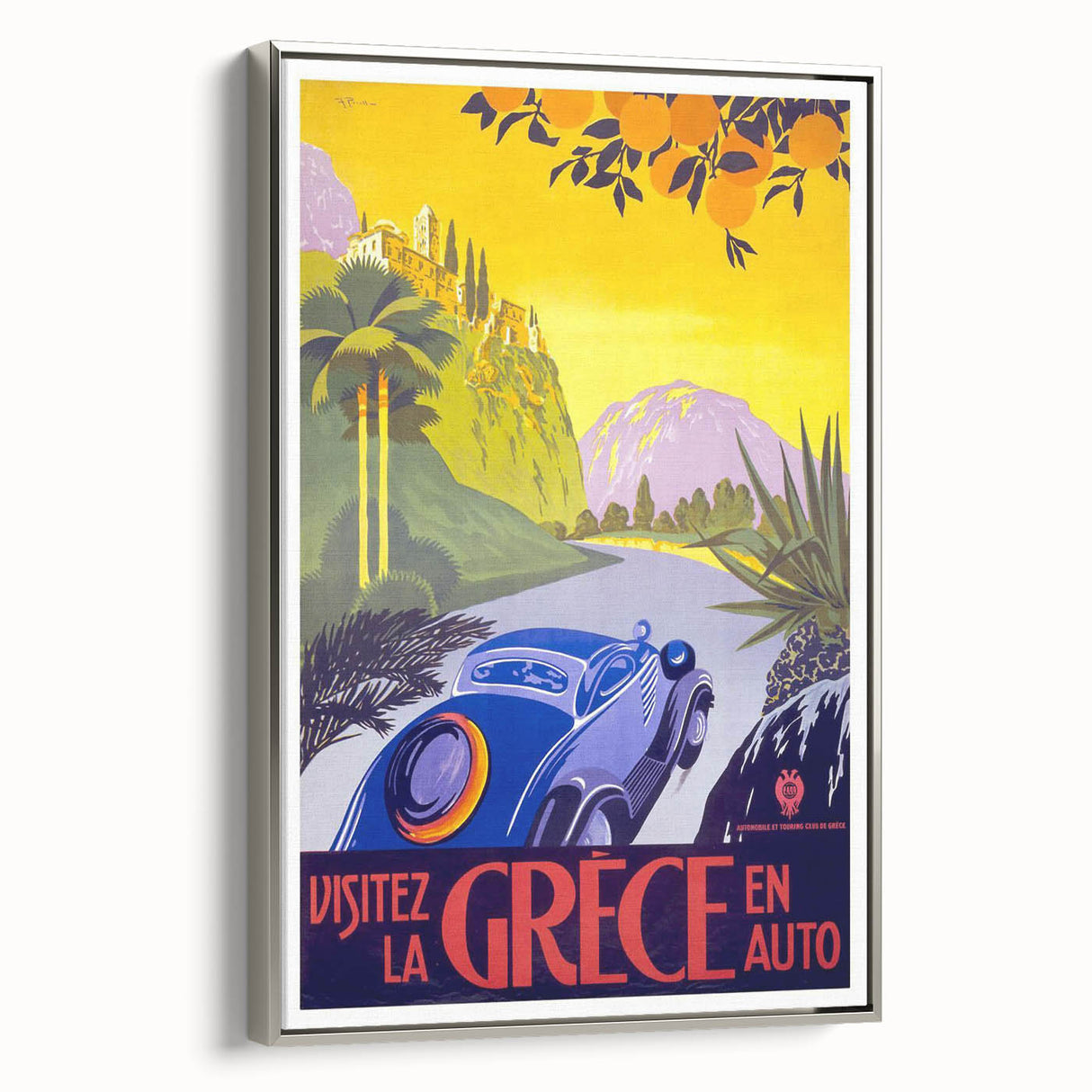 Retro Greece Travel Poster – Vintage Mediterranean Art
