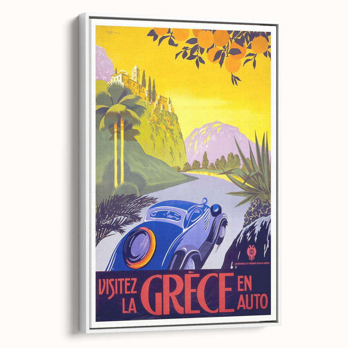 Retro Greece Travel Poster – Vintage Mediterranean Art