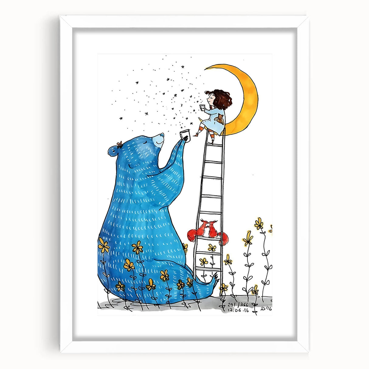 Moonlight Bear - Boys Room Wall Art Kids Wall Art Prints