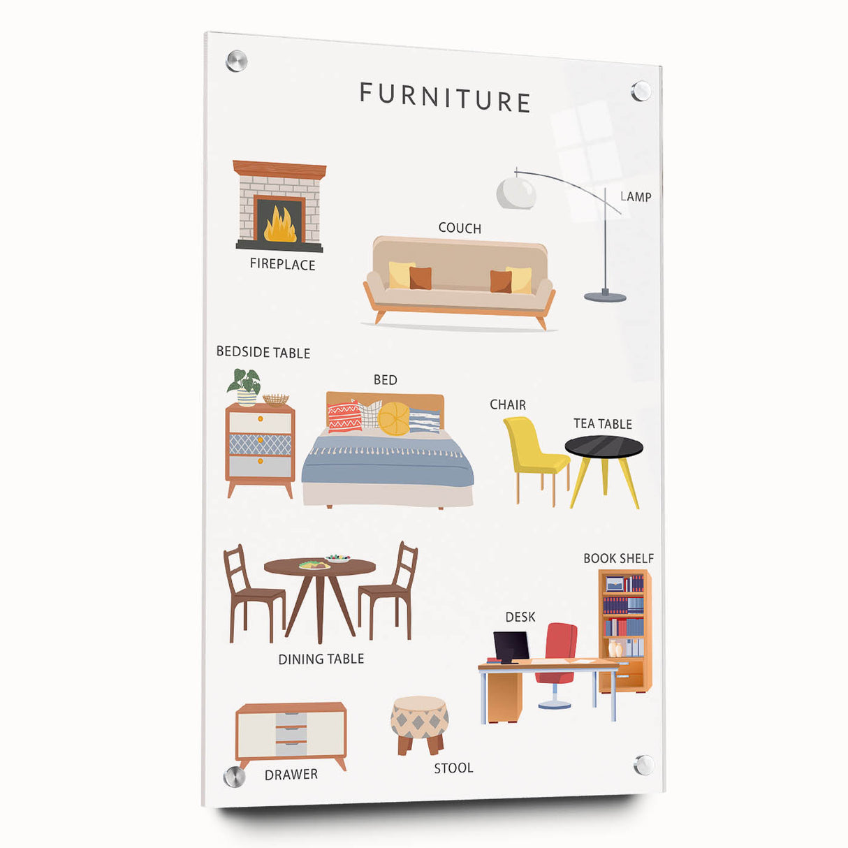 Furniture Kids Educational Wall Art - Learning Poster for Classrooms