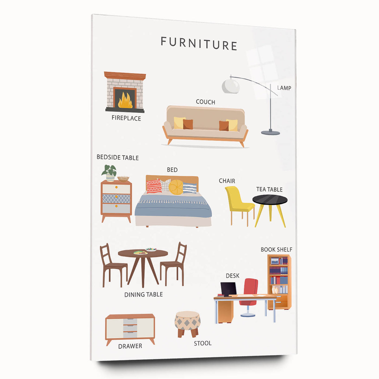Furniture Kids Educational Wall Art - Learning Poster for Classrooms