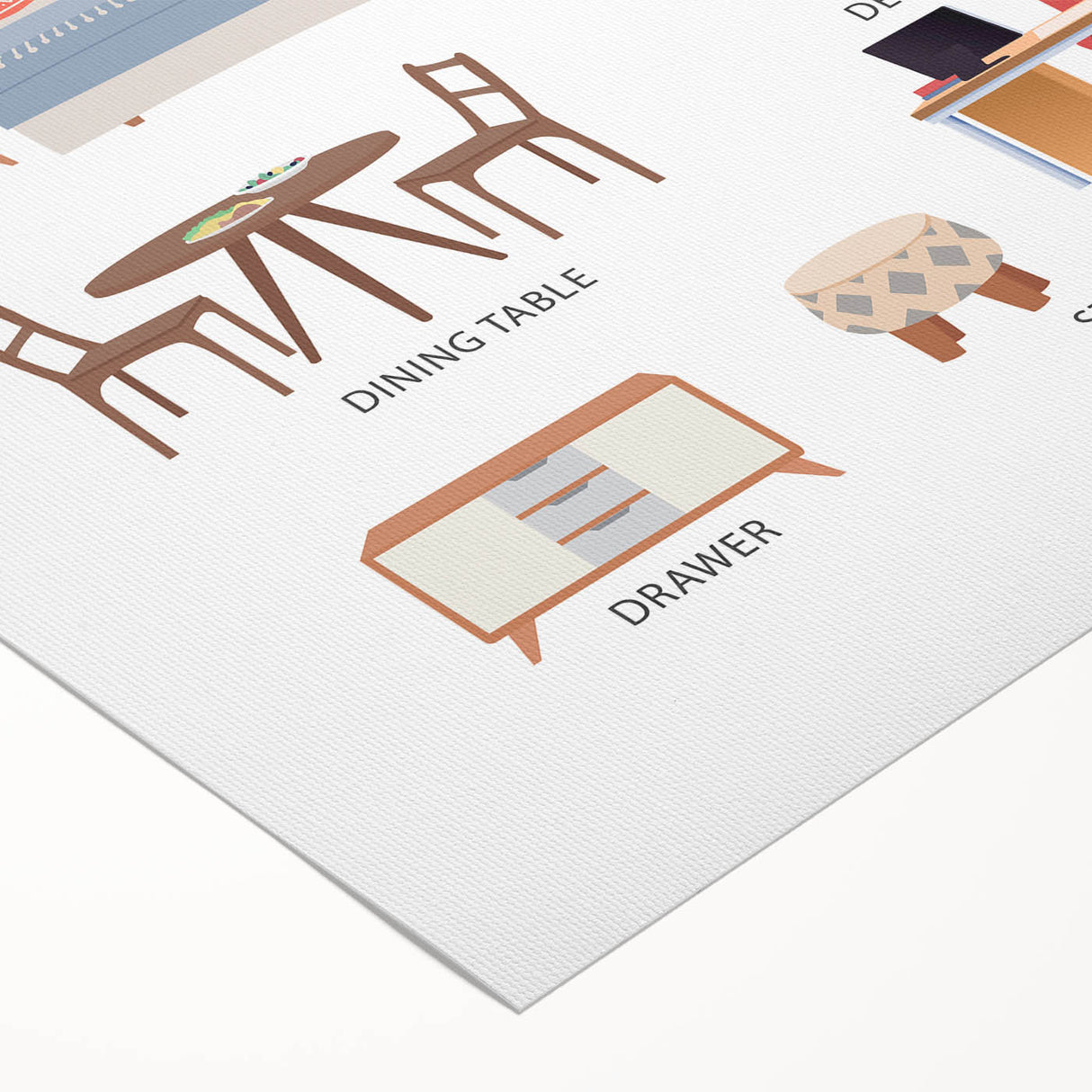 Furniture Kids Educational Wall Art - Learning Poster for Classrooms