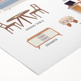 Furniture Kids Educational Wall Art - Learning Poster for Classrooms