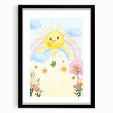 Smiling Sun Watercolor Print - Nursery Wall Art for Kids