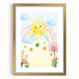 Smiling Sun Watercolor Print - Nursery Wall Art for Kids