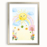 Smiling Sun Watercolor Print - Nursery Wall Art for Kids