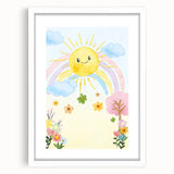 Smiling Sun Watercolor Print - Nursery Wall Art for Kids