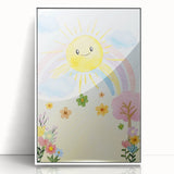 Smiling Sun Watercolor Print - Nursery Wall Art for Kids