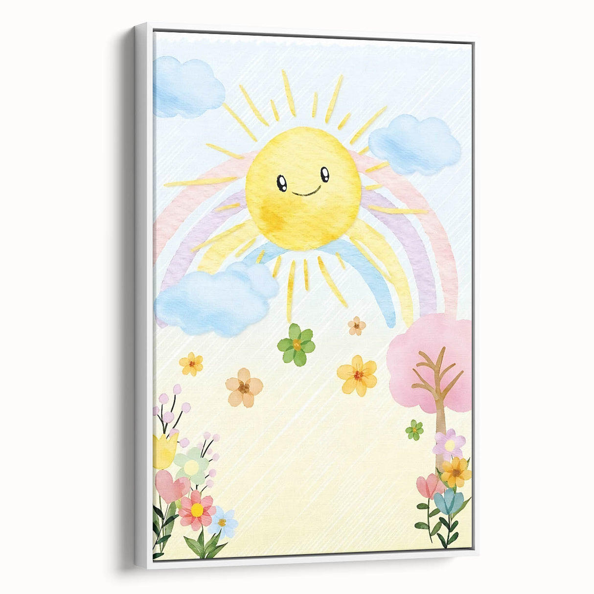 Smiling Sun Watercolor Print - Nursery Wall Art for Kids