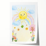 Smiling Sun Watercolor Print - Nursery Wall Art for Kids