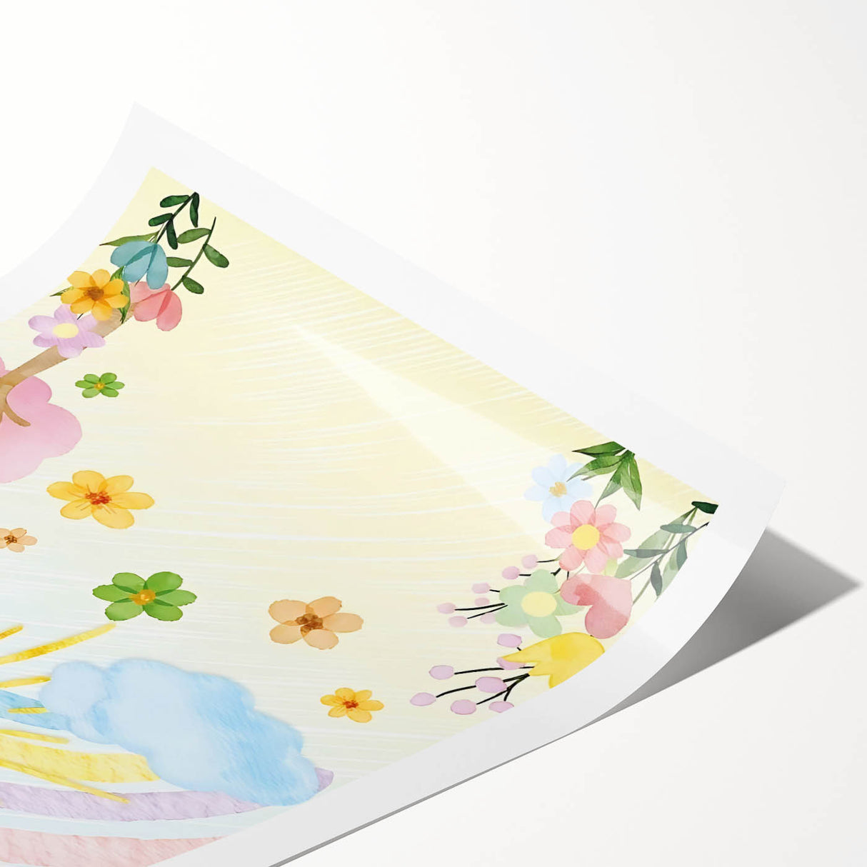 Smiling Sun Watercolor Print - Nursery Wall Art for Kids