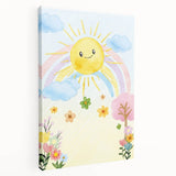 Smiling Sun Watercolor Print - Nursery Wall Art for Kids
