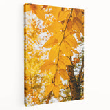 Autumn-themed abstract art on stretched canvas, featuring warm orange and brown tones, ideal for kitchen wall decor.