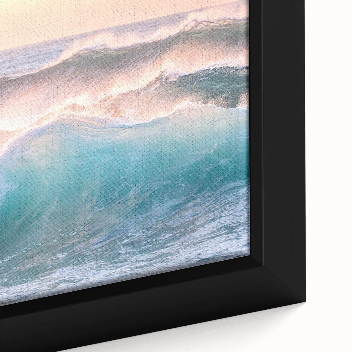 Extra large framed canvas featuring textured, colorful art with a black background, ideal for living room decor.
