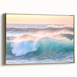 Framed canvas depicting a vintage summer landscape in muted gold and black tones, ideal for bedroom wall art.