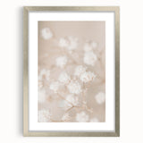 Textured abstract art print in cool blue and gray tones on a framed canvas, ideal for modern bedroom decor.