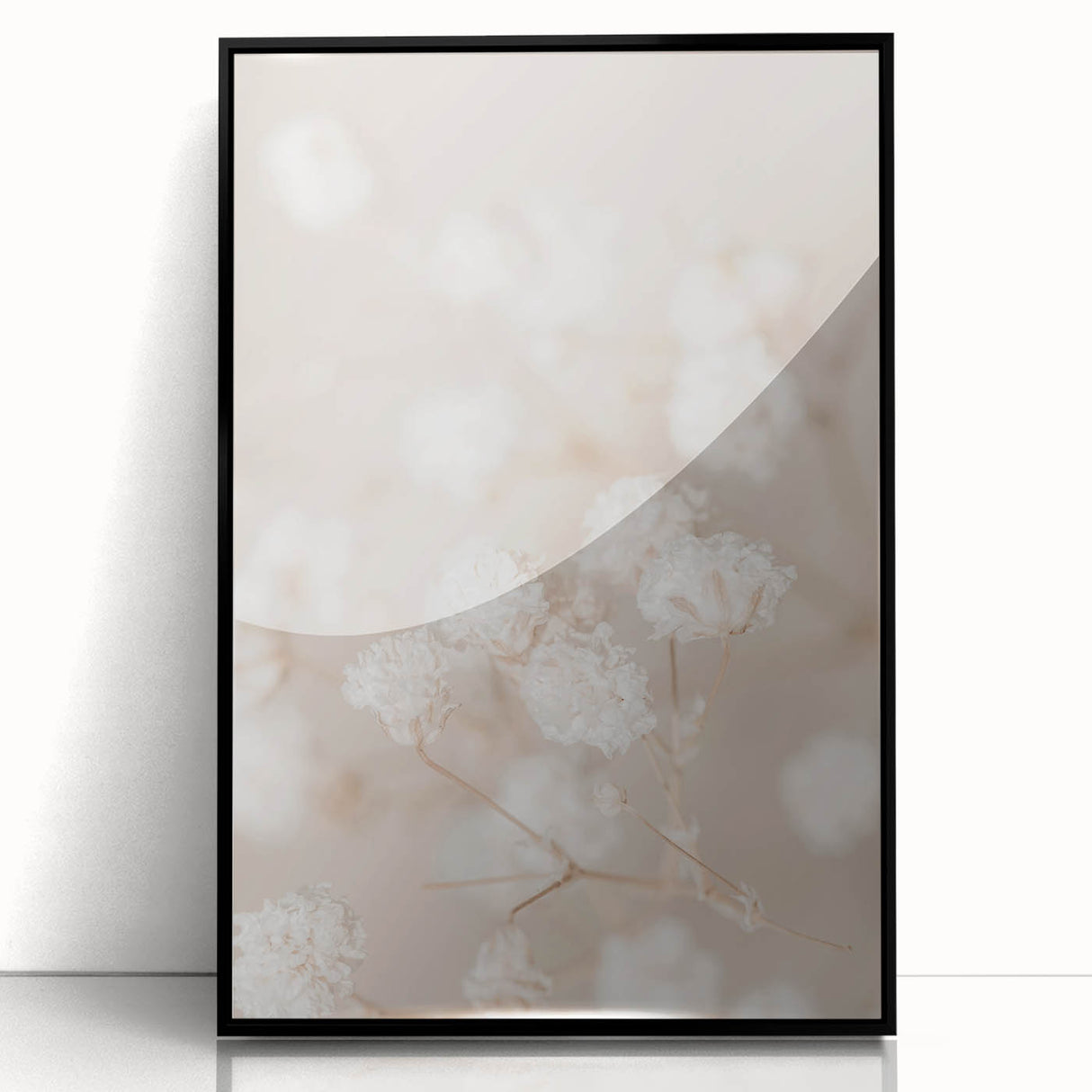 Large abstract wall art in vibrant orange and teal hues on a black acrylic frame, ideal for modern living room decor.