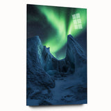 Acrylic glass artwork depicting a breathtaking landscape with dramatic cliffs, showcasing vibrant colors and intricate details, perfect for modern home decor.