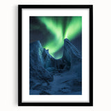 Framed landscape artwork depicting dramatic cliffs with a black mat, showcasing natural beauty and elegance in home decor, perfect for modern interiors.