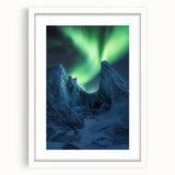 Framed landscape artwork showcasing dramatic cliffs with a white mat border, ideal for home decor or office spaces, highlighting nature's beauty and tranquility.