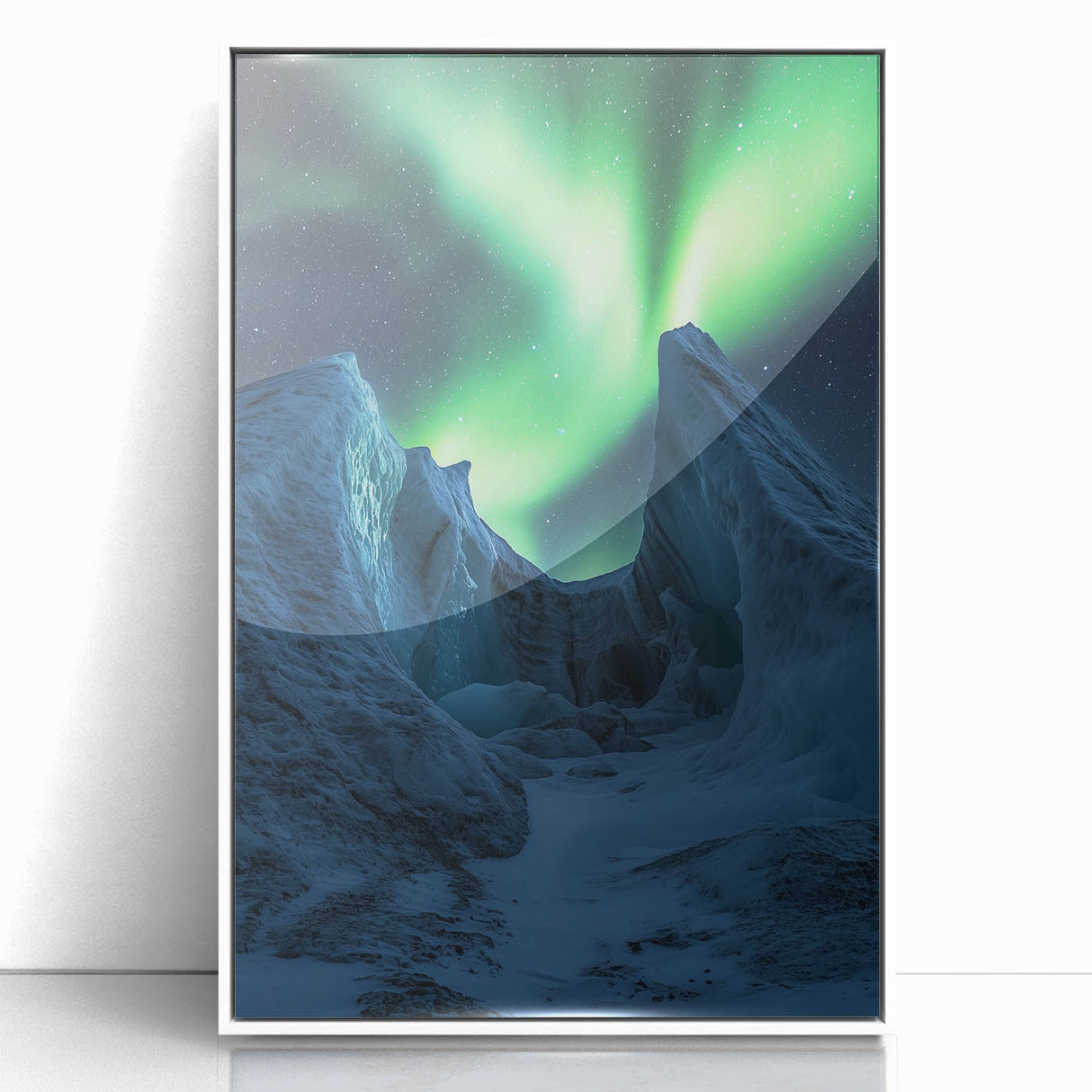 Framed acrylic wall art showcasing a breathtaking cliff landscape, featuring vibrant colors and intricate details, perfect for modern home decor.