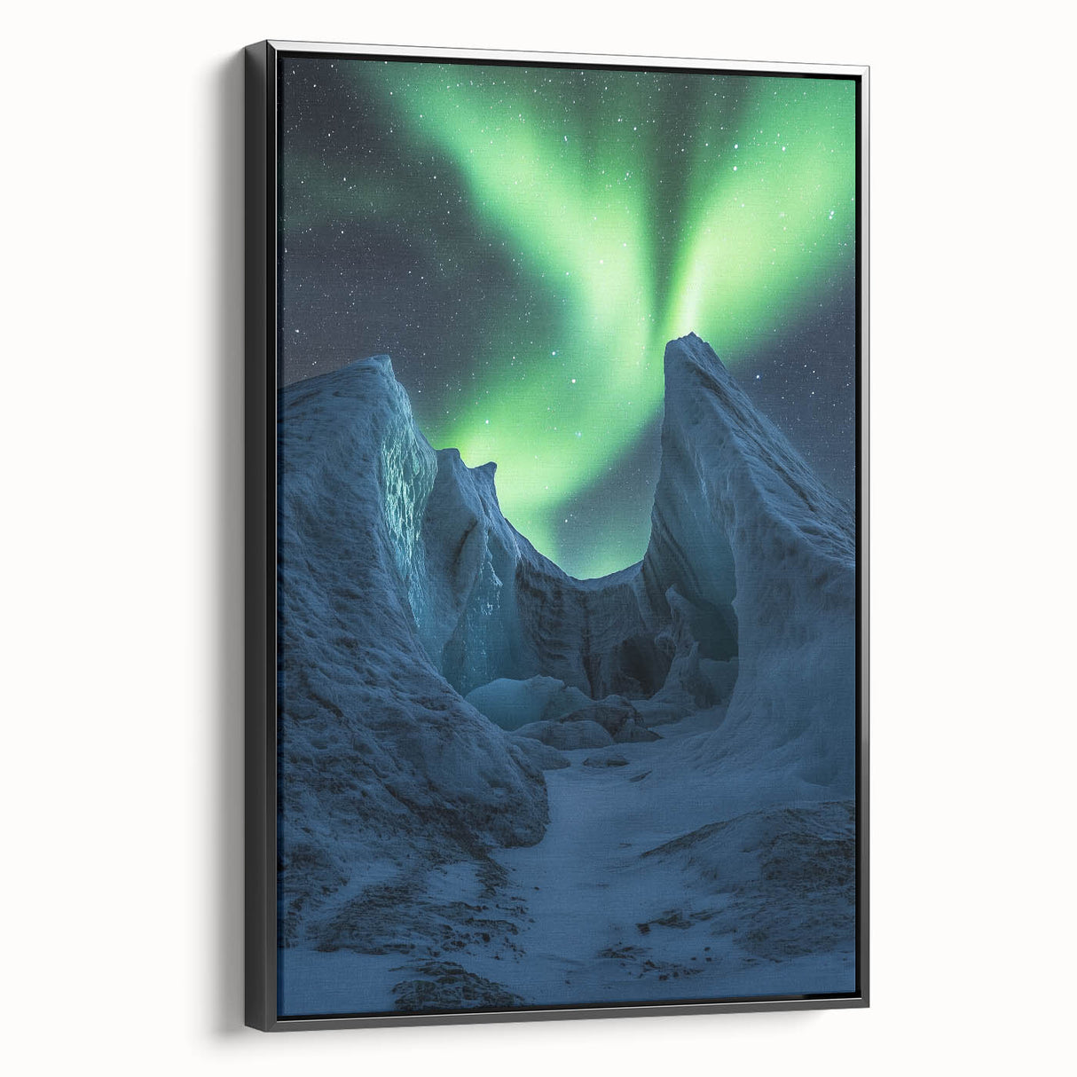 Framed canvas art depicting a stunning landscape of rugged cliffs against a vibrant sunset, showcasing rich colors and intricate details, ideal for home decor.