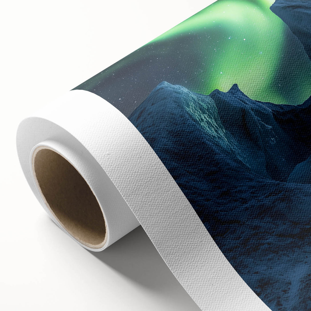 Stunning rolled canvas artwork depicting vibrant cliffside landscapes with rich colors, elegantly packaged in a sturdy cardboard tube for safe delivery. Perfect for enhancing interior decor with nature-inspired aesthetics.
