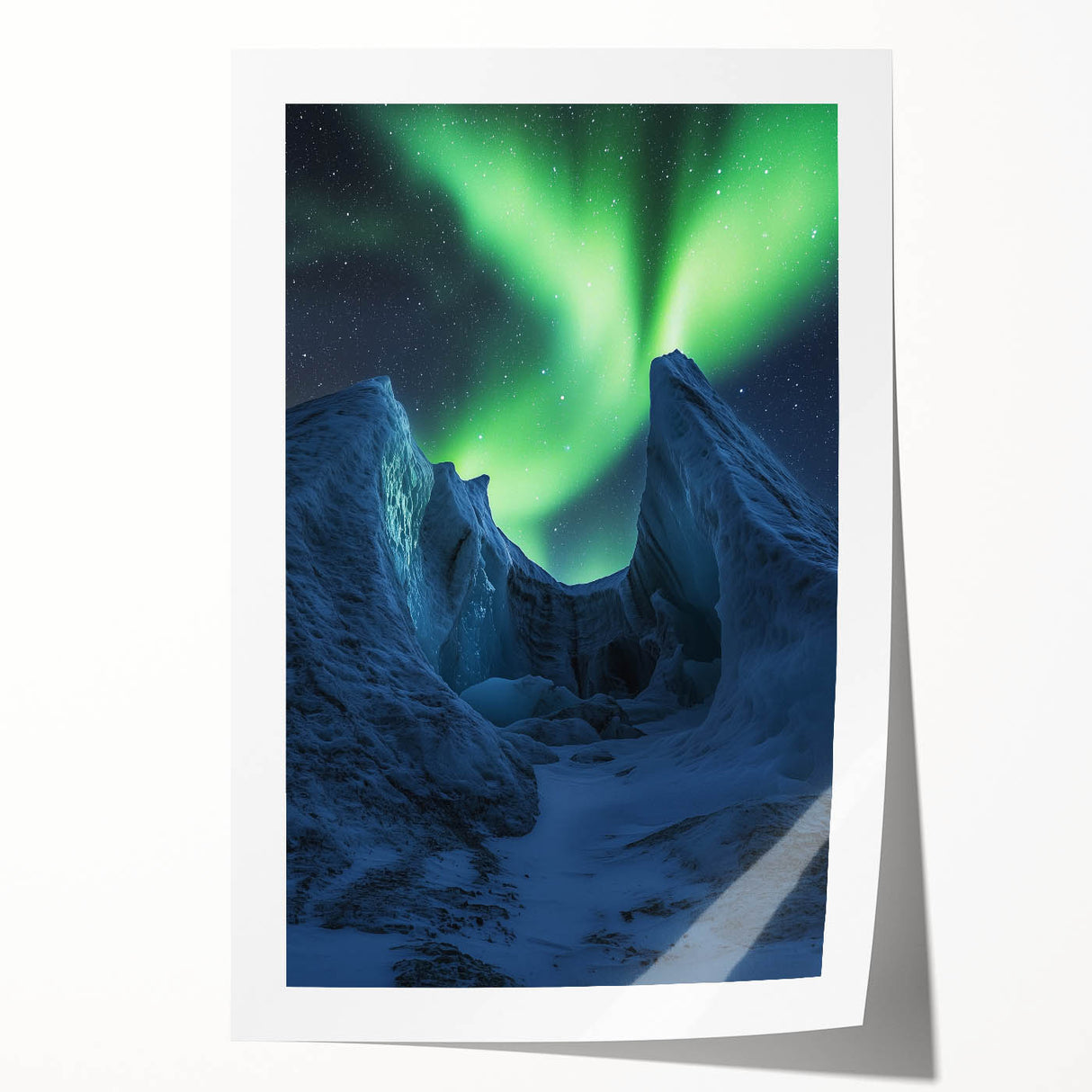 Stunning rolled print showcasing a vibrant landscape of rugged cliffs and serene ocean waves, perfect for home decor enthusiasts seeking natural beauty.