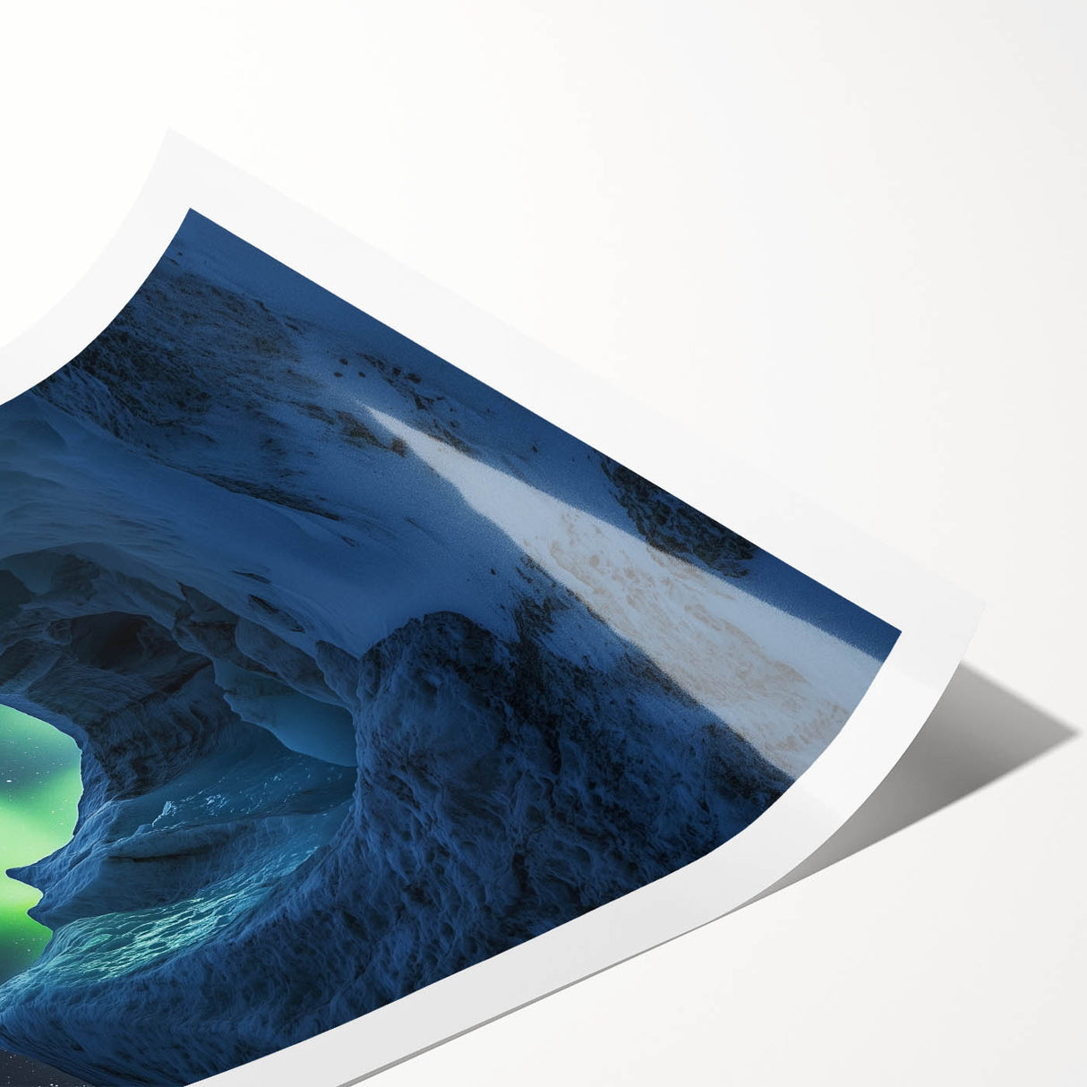 Vibrant rolled print showcasing a stunning landscape of cliffs and natural formations, featuring rich colors and intricate details, perfect for home decor.