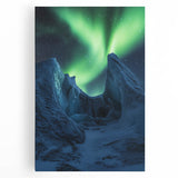 Stretched canvas artwork depicting a breathtaking landscape of dramatic cliffs under a vibrant sunset, showcasing rich colors and intricate details, perfect for home decor.