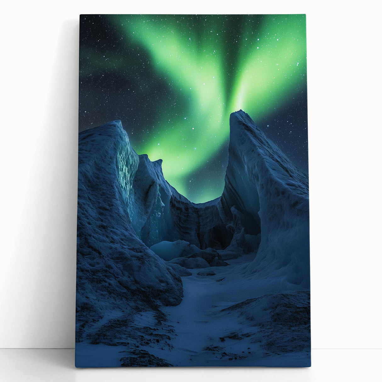 Stretched canvas artwork depicting a breathtaking landscape of rugged cliffs and vibrant skies, perfect for adding a dramatic touch to any home decor.