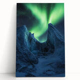 Stretched canvas artwork depicting a breathtaking landscape of rugged cliffs and vibrant skies, perfect for adding a dramatic touch to any home decor.